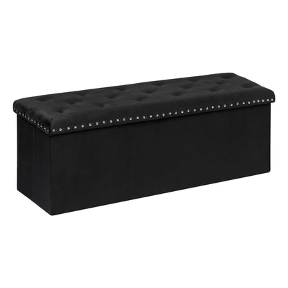 Bonlife Velvet Ottoman with Storage,Extra Large Storage Boxes with Lids, Folding Ottoman Bench Seat,Footstool for Living Room,110X40X40cm