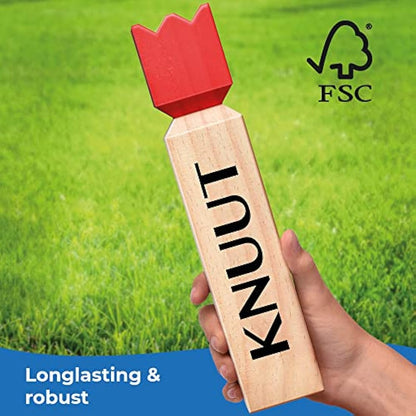 Toyfel XXL Kubb Game Knuut - FSC Wooden Game Set with Canvas Bag Durable, Solid Pine Wood Garden Game for 2-12 Players