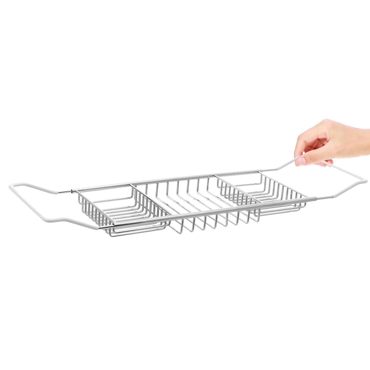 Cabilock Stainless Steel Telescopic Bathtub Rack Non-slip Design Expandable Bath Tray for Phone and Accessories for Home Use in Bathrooms