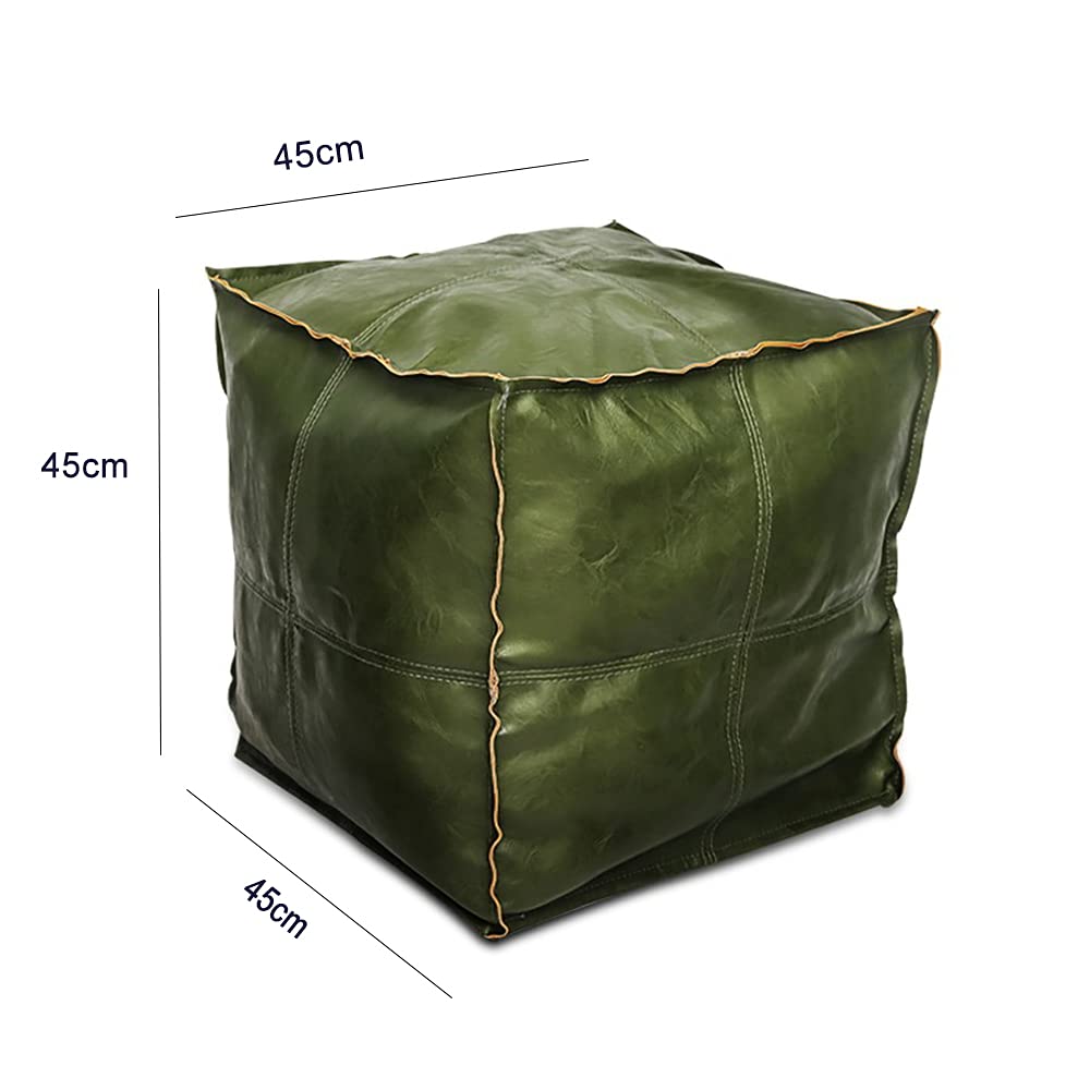 Louis Donné UNSTUFFED Moroccan Pouf Ottoman Cover, 17.7" Handmade Faux Leather Floor Chair Cover,Waterproof Poofy Ottoman Cover for Living Room