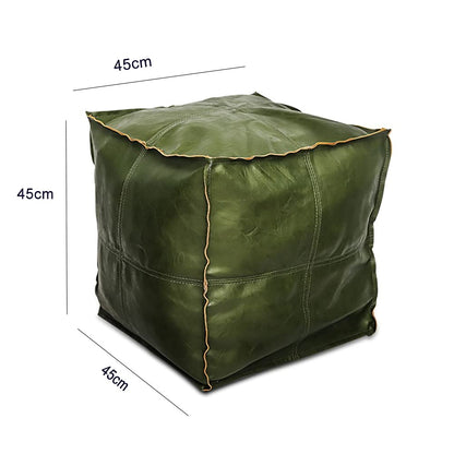 Louis Donné UNSTUFFED Moroccan Pouf Ottoman Cover, 17.7" Handmade Faux Leather Floor Chair Cover,Waterproof Poofy Ottoman Cover for Living Room