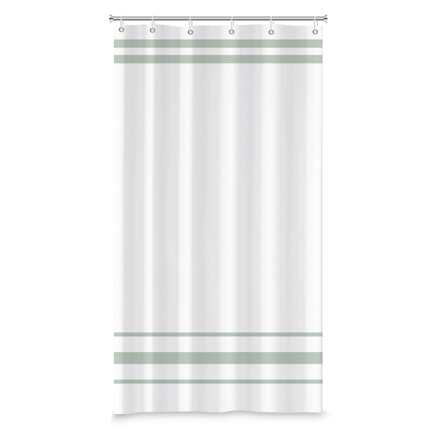 SDOTPMT 90x180cm Green and White Shower Curtain Modern Classic Green Striped Bath Curtain Countryside Farmhouse Minimalism Bathtub Curtain for