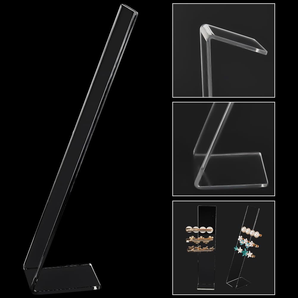 SOFPLATE 4Pcs Acrylic Hair Clip Stand Barrette Holder Display L Shaped Rectangle 1.5 x 2 x 7.5 Inch Blank Hairpin Storage Organizer Rack for Selling