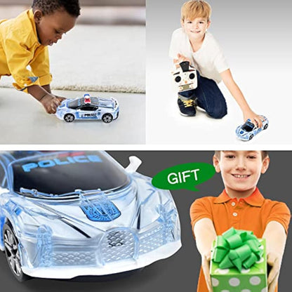 Tuko Police Car Toy with Light and Sound, 1:36 Scale Electric Car Toy for 3+ Years Old Boys and Girls Gift