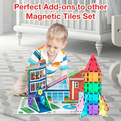 PicassoTiles Magnetic Building Block Rocket Booster Theme Set Magnet Construction Toy Educational Kit Engineering STEM Learning Playset Child Brain Development Stacking Blocks Playboard PT32