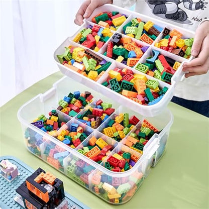 MueJah Storage Organizer for Lego, 3 Tier Stackable Storage Bin Transparent Building Bricks Puzzle Craft Plastic Container Organizing Sorter, Green