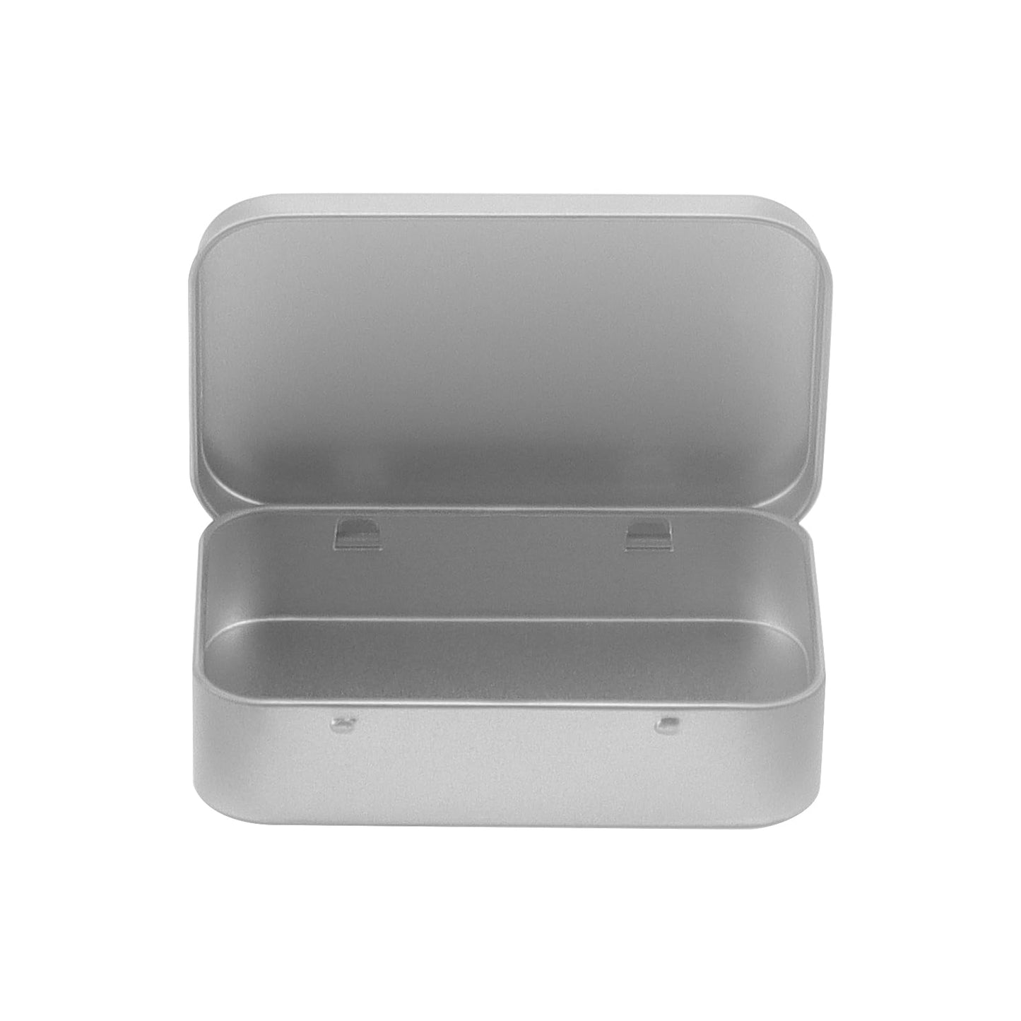 KEILEOHO 30 PCS Small Hinged Tin Box, 94x61x20mm Rectangular Metal Storage Tins for Candies Key, Silver
