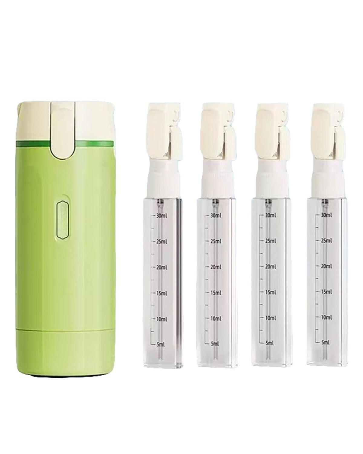 4 in 1 Travel Bottle Dispenser, 4 Pack 30ML Travel Shampoo Bottles, Leak Proof Refillable Travel Containers for Toiletries with Scale and Label