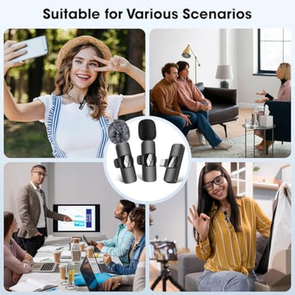 HMKCH Wireless Lavalier Microphone for iPhone - iPad, Android Phone,Computer, Mini Lapel Mic with Noise Reduction and crystal sound for Video Recording, Vlogging, TikTok, YouTube