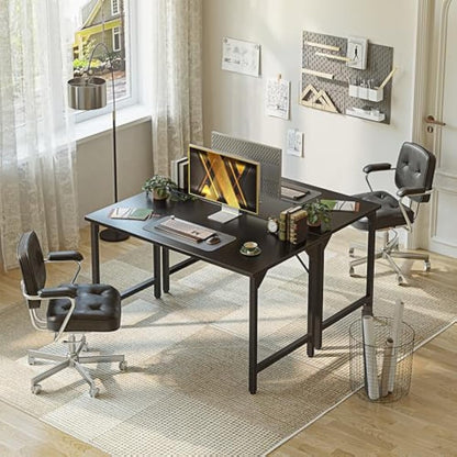 Grandder 100 cm Computer Desk, Small Home Office Desk Study Writing Kid Table, Simple PC Gaming Desk, Adjustable Feet, Black
