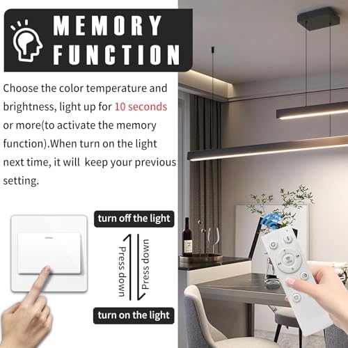Mikeru Modern Kitchen Island Pendant Lighting, 180cm Hanging Pendant Light Dimmable 10% to 100% Pool Table Lights Put Together Ceiling Lights 3000K/4500K/6500K Linear Chandelier for Living Room