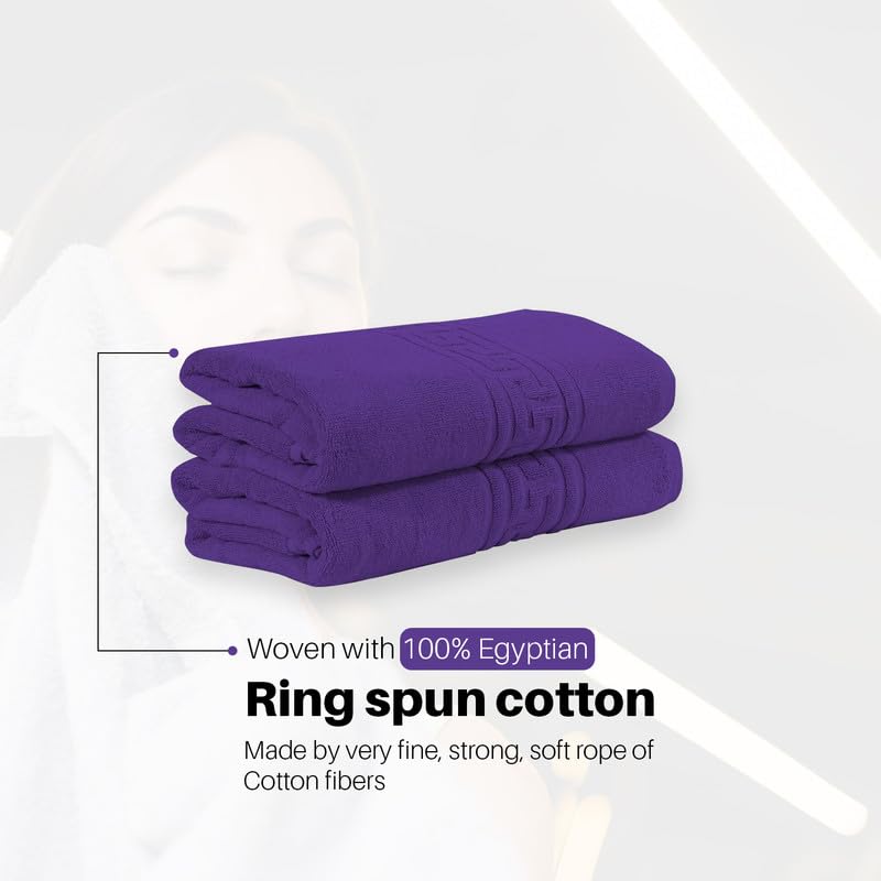 DTEX HOMES 2 Large Bath Sheet Towel Sets For Bathroom 90 x 140 cm 100% Cotton 600 GSM - Purple
