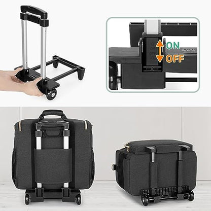 Luxja Rolling Teacher Bag with Laptop Compartment and Detachable Dolly, Multifunctional Rolling Teacher Tote Bag (Bag Only), Black