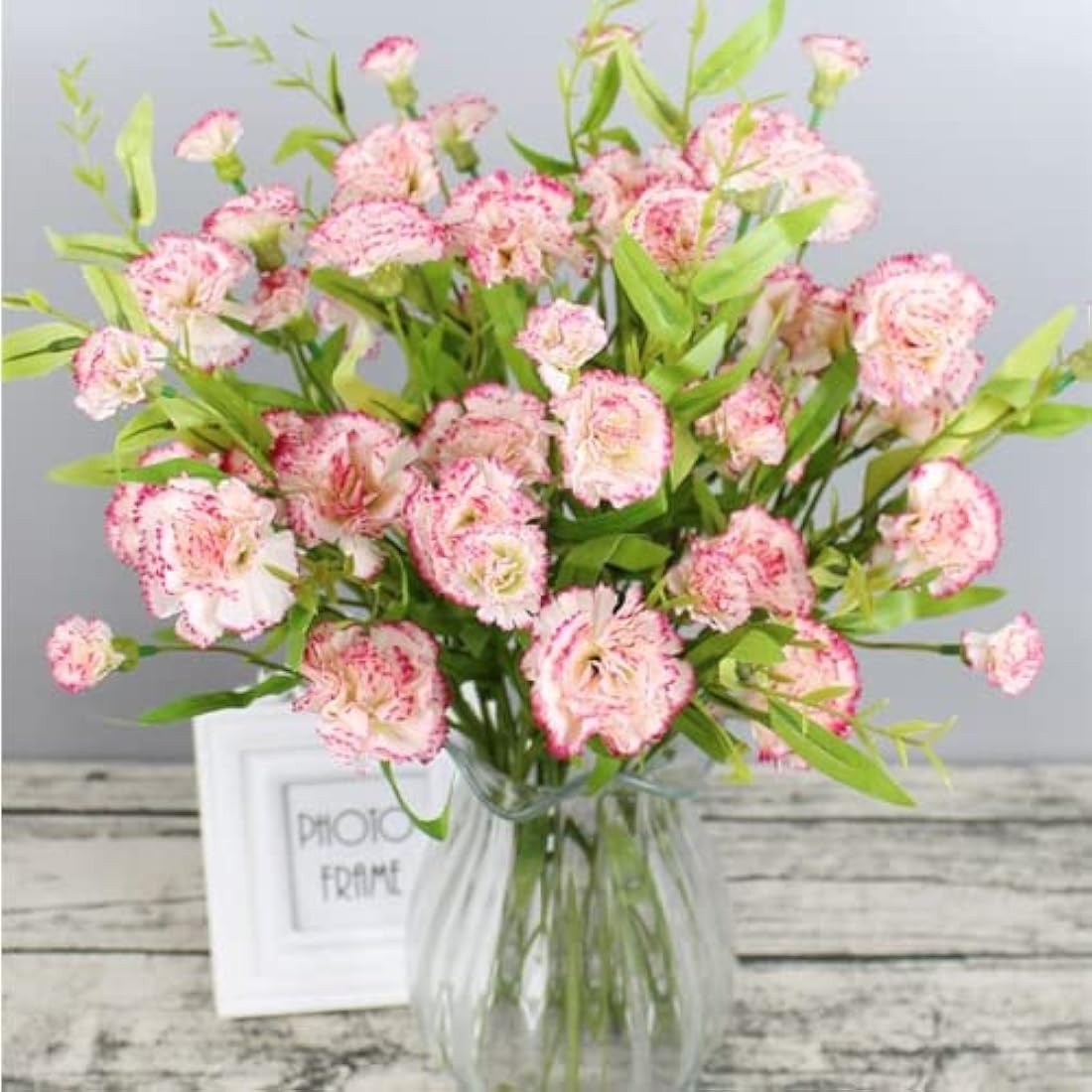 Corkwaw 40 Heads Artificial Carnations,Silk Hydrangea Bouquet Decoration Plastic Plant Suitable for Photo Props Family Party Home Decoration Bridal Wedding Bouquet Decoration (red Edge)