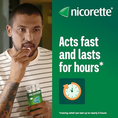 Nicorette Fruitfusion 4mg Gum (105 Pieces), Discreet Stop Smoking and Stop Vaping Aid, Helps Tackle Cravings and Withdrawal Symptoms, Nicotine Gum with Pleasant Fruit Flavour (Quit Smoking or Vaping)
