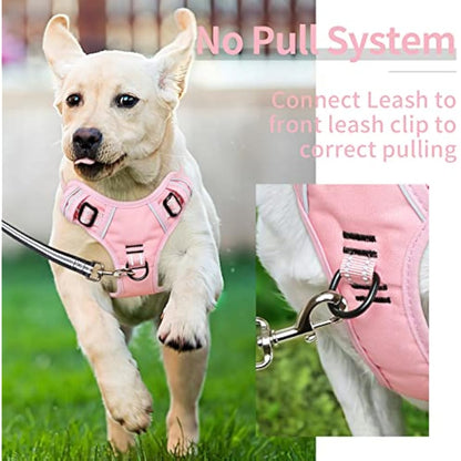 HEELE Dog Harness, Reflective, No-Pull, Pink, XL