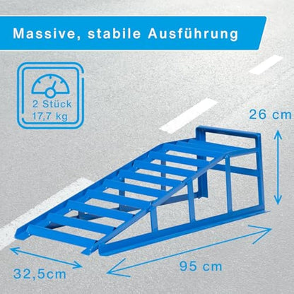 Cartrend Access ramp kit, extra sturdy and wide, load 1.6 tons per each pair, tire distance up to 225 mm, Blue