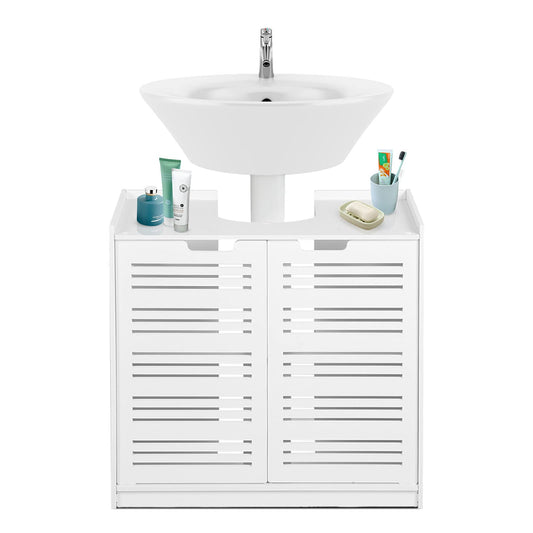 Greensen Under Sink Bathroom Cabinet, White Basin Cupboard, Bathroom Under Sink Bathroom Storage Units Standing, Wood-plastic Board Bathroom Storage