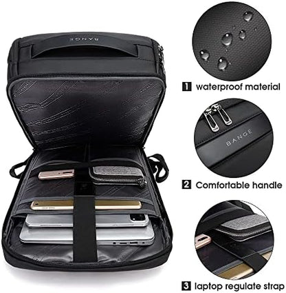 BANGE Business Smart Backpack Waterproof fit 15.6 Inch Laptop Backpack with USB Charging Port,Travel Durable Backpack