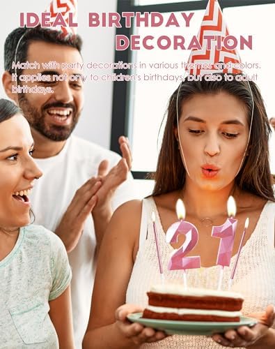 Girls Pink 10th Birthday Candles Set, Number 10 Candle with Girls Pink Long Candles, Birthday Candles for Cake, Birthday Candle, Cake Candles Cake Topper Decorations for Women Birthday Party Wedding