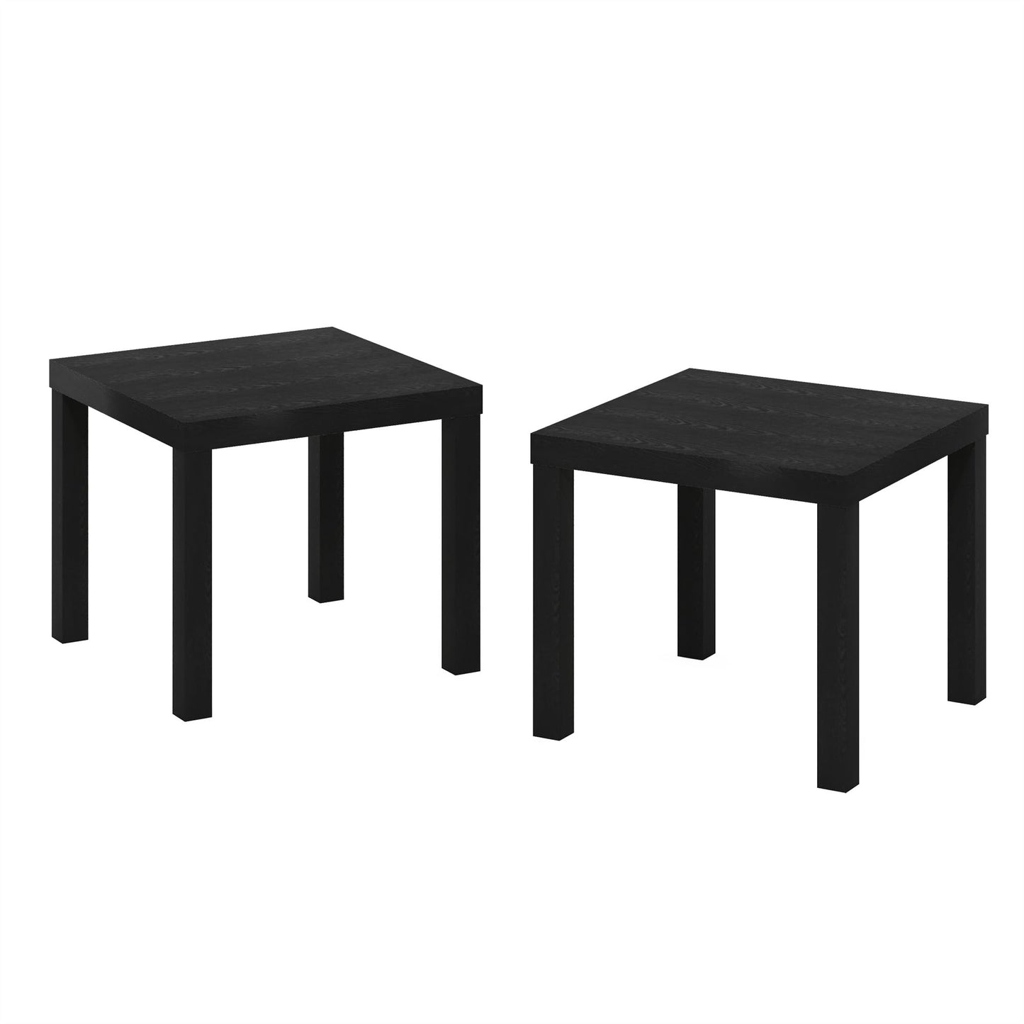 Furinno CLASSIC Side Table Set of 2, Square End Table with 1.8 Thick Tabletop, Night Stand, Bedside Table, for Living Room, Bedroom, Black
