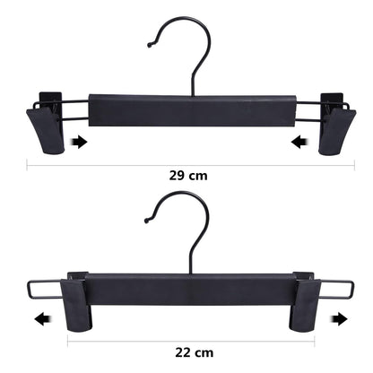LATRAT Set of 20 Trouser Hangers, Skirt Hangers, with 2 Adjustable Non-Slip Clips, 360 Swivel Hooks, for Trousers, Skirts, Socks, Underwear, Black