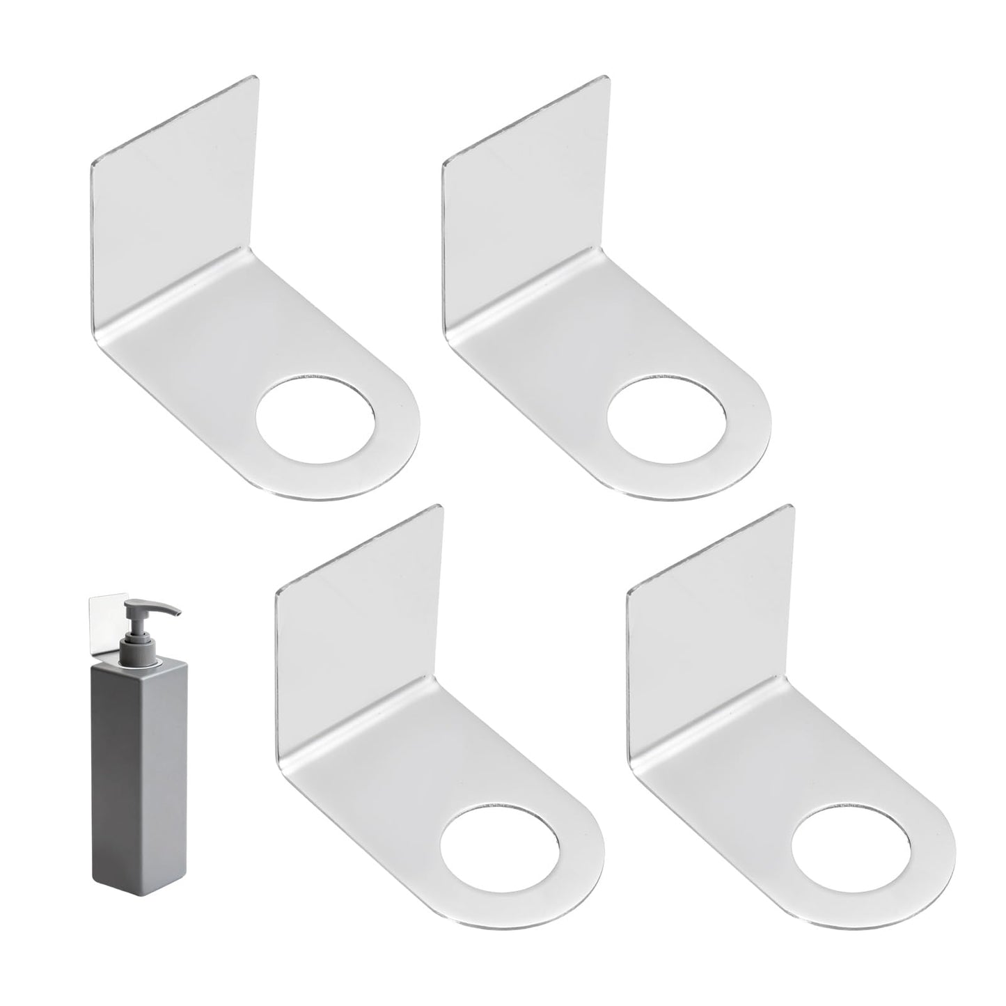 sourcing map 4 Pcs Shower Shampoo Bottle Holder, 1.1 Inch Adhesive Soap Bottle Dispenser Holder Wall Mount