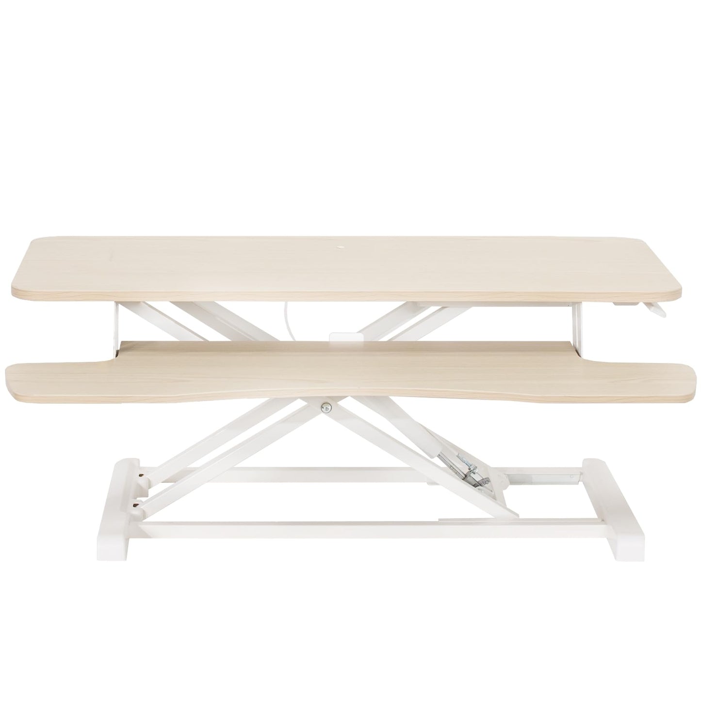 VIVO 91cm Desk Converter, K Series, Height Adjustable Sit to Stand Riser, Dual Monitor and Laptop Workstation with Wide Keyboard Tray, Light Wood Top