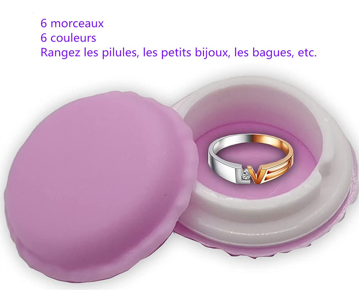 LATRAT Set of 6 Mini Macaroon Shaped Storage Boxes for Jewellery and Cosmetics, Small Macaron Storage Box, Set of 6 Colourful