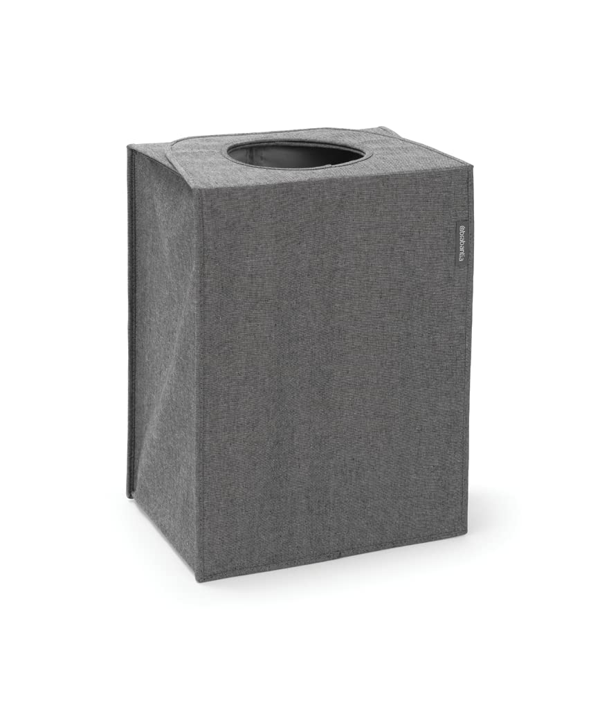 Brabantia - Laundry Bag Rectangular - Foldable Top - Quick-drop Opening - Space Efficient - Easy to Unload - Large Opening for Dirty Clothes - Pepper