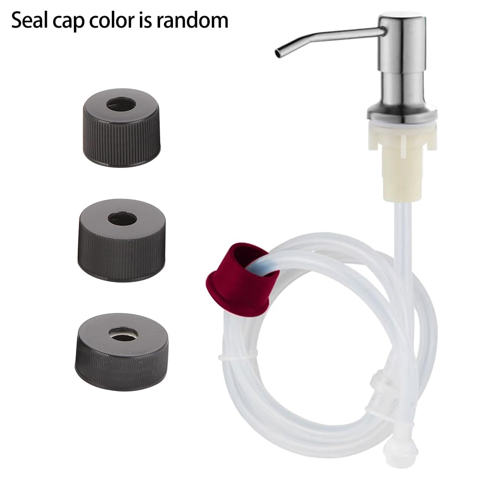 Kitchen Soap Dispenser Set, Stainless Steel Countertop Sink Soap Dispenser Water Pump with 39” Extension Tube Kit for Kitchen Bathroom(Silver)