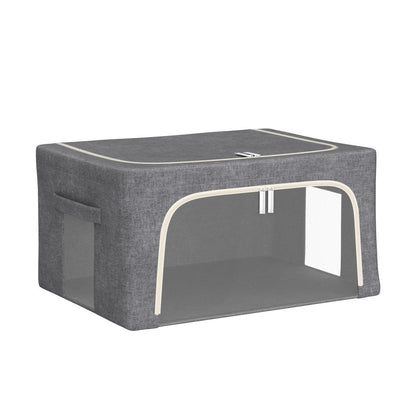 WUPYE Storage Box with Lid, Foldable Storage Cubes with Metal Frame, Storage Boxes with Clear Window Zippers & Doors