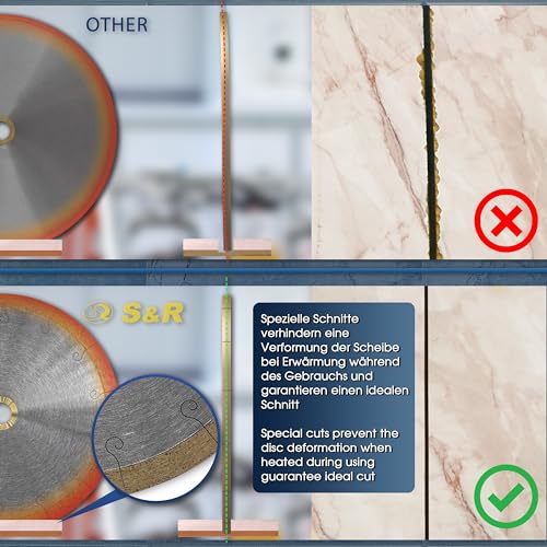 S&R Diamond Saw Blade 250 * 25,4 * 7 mm (1,6 mm), cutting disc for porcelain, fine stoneware, hard tiles, granite