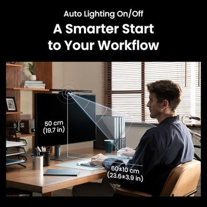 BenQ ScreenBar Pro LED Monitor Light (Black)/Ultrawide Illumination/Motion Sensor/Adjustable Brightness and Color Temperature/Eye-Care Light Bar/No Screen Glare/Space Saving/Curved Monitors/USB-C