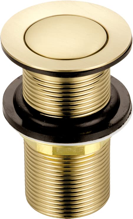 Xcel Home Unslotted Brushed Gold Click Clack Basin Waste | Quality Brass Pop-Up Bathroom Sink Plug | Standard G 1 1/4" BSP Connection | 1 pc