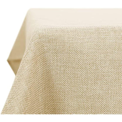 Deconovo Rectangle Faux Linen Tablecloth Large Water Resistant Table Cover for Kids Painting 54x108in(137x274cm) Beige