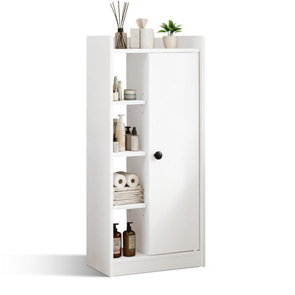Feonase Bathroom Storage Cabinet, Slim Bathroom Storage Unit with 4 Open Storage Shelves, Adjustable Shelf & Magnetic Door