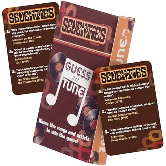 Boxer Gifts Seventies Guess That Tune Music Quiz Game - Party Games For Adults & Family - 1970s Songs Trivia - 70s Gifts For Men & Women, Brown