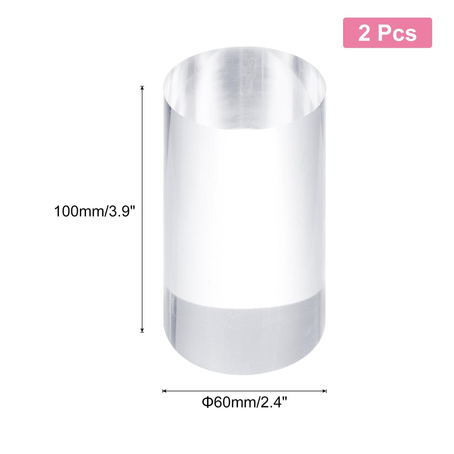 sourcing map 2pcs Acrylic Cylinder Display Blocks, 60 x 100 mm/2.4" x 3.9" Clear Jewelry Display Base Polished Cube Riser Stand Display Holder Base