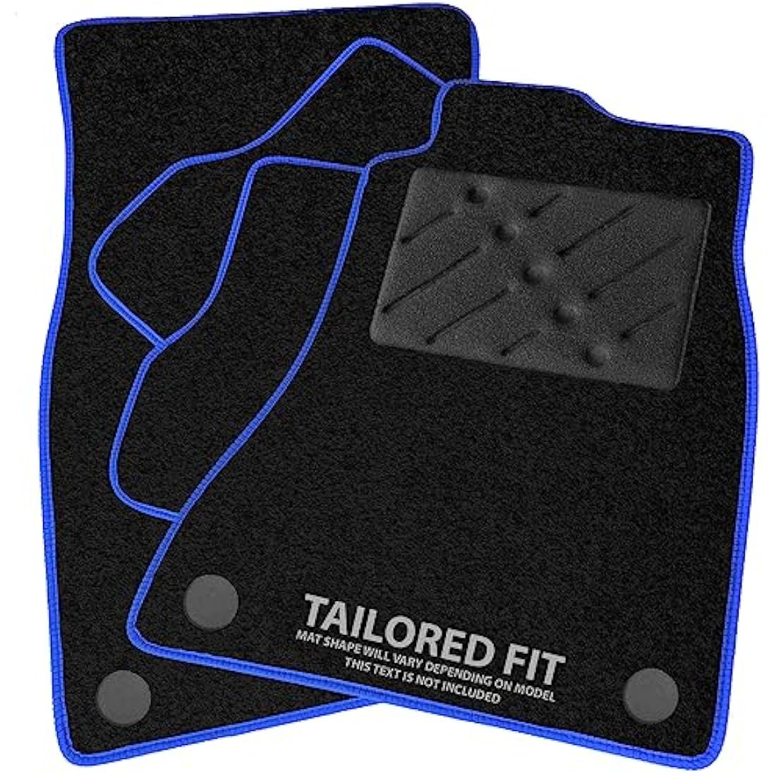 Car Mats FOR Ford Tourneo Connect 5 Seater 2015-2022 Black Carpet - Blue Ribbed Trim - Black Rectangle Heel Pad [SAPP-1634]