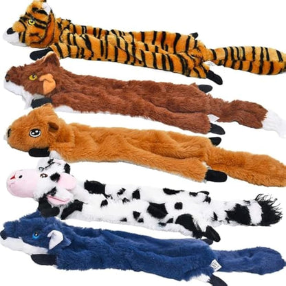 SHARLOVY Dog Squeaky Toys 5 Pack, Pet Crinkle Toy No Stuffing Animals Plush, Dog Chew for Large and Medium, Doggie Teething for Boredom