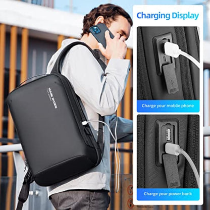 MARK RYDEN Slim Hard Shell Laptop Backpack, Lightweight Laptop Rucksack For 17.3 inch,Waterproof Business Work backpack For Men Women-Black
