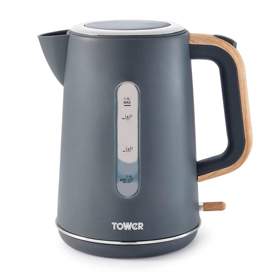 Tower Scandi T10037G Kettle with Rapid Boil and Boil Dry Protection, 1.7L, 3kW, Grey