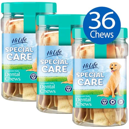 Special Care Spearmint Flavour Daily Dental Chews for Dogs, For Healthier Gums, Whiter Teeth & Fresher Breath, Help Reduce Tartar Build Up (36 Chews)