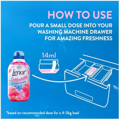Lenor Outdoorable Fabric Conditioner Pink Blossom 55 Washes, 770ML - Ultra Concentrated Freshness- 100% Recycled Bottle
