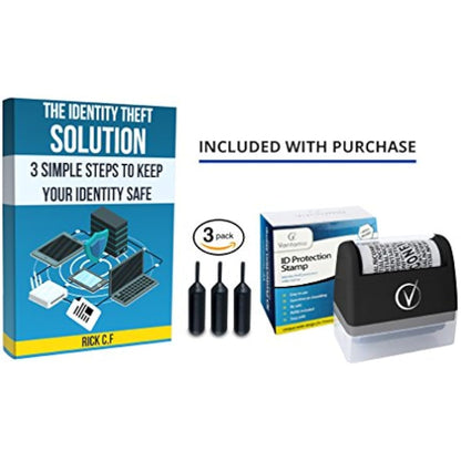 Vantamo Address Blocker Stamp for Hiding Sensitive Information, Wide Identity Theft Protection Roller Stamp with 3 Refills, Confidential Ink Roller for Personal Data Theft Prevention, Classy Black