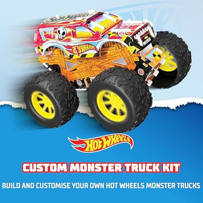 BLADEZ Hot Wheels Toyz Make Your Own Monster Truck - Art Set For Kids 6-12 with Markers & Stunt Ramp - Hotwheels Kit for Play - Kids Colouring Sets & STEM Learning - Customizable & Eco-Friendly