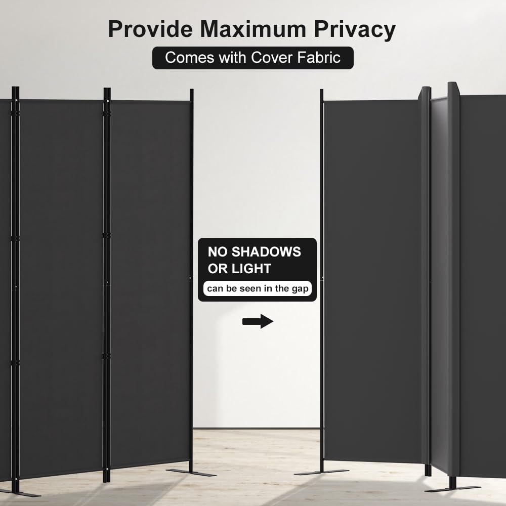Kokorona Folding Room Divider 4 Panel, Portable Privacy Screen for Home Office, Partiton Wall Room Divider for Room Separation, Included-Cover Strips