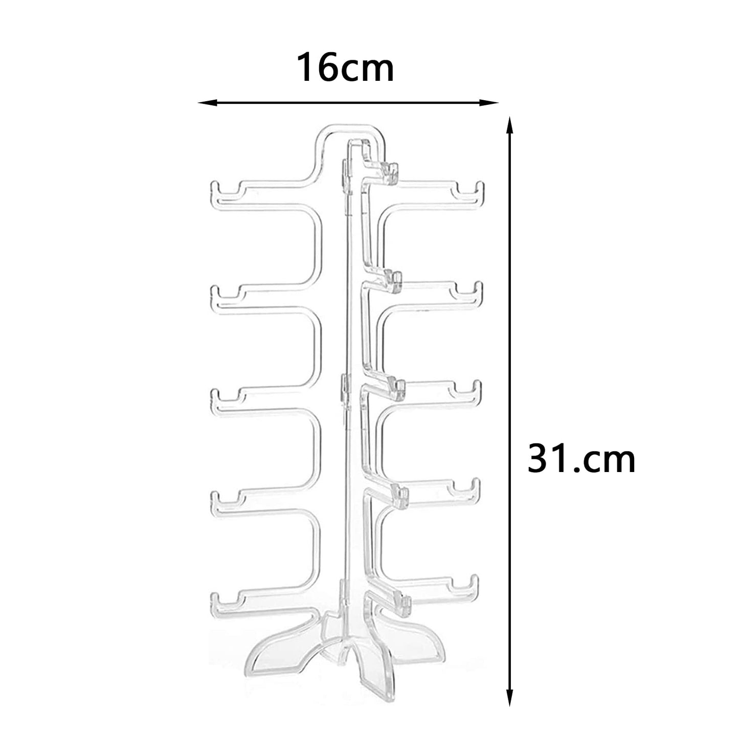 Pack of 2 Glasses Stands, Sunglasses Display, 5-Layer Glasses Storage Display Rack for Storage, Sunglasses, Myopia Glasses, Plan Mirror (Transparent)