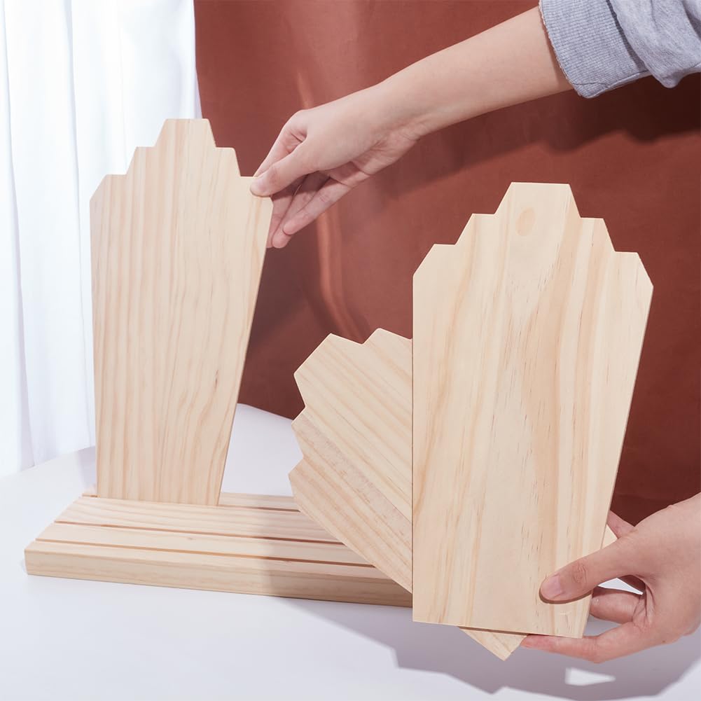 PH PandaHall Wood Necklace Display Stands with 3-Row Holder and 3 Removable Displays Wood Plank Necklace Holder Bust Easel Jewellery Stand for
